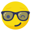 Winking with glasses on emoji